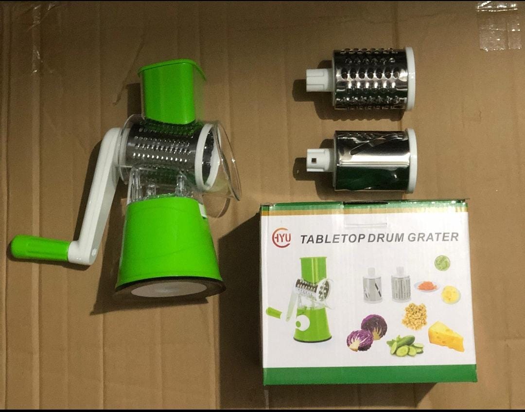 Manual 3‑in‑1 Vegetable Cutter & Drum Grater | Round Slicer | Multifunctional Kitchen Gadget
