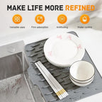 Silicone Sink Mat for Kitchen Drain – Heat-Resistant Non-Slip Dish Drying Mat Leak-Proof Eco-Friendly Utensil Draining Pad for Sink & Counter