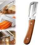 (Big Size) 3in1 Peeler Knife Stainless Steel | Multifunctional Fruit & Vegetable Peeler With Wooden Handle | Kitchen Vegetable Cutter Slicer Tool & Bottle Opener