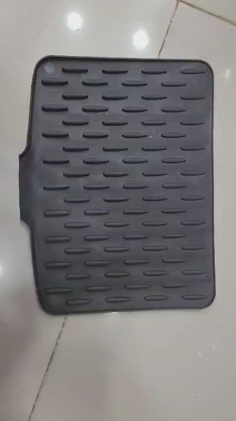 Silicone Sink Mat for Kitchen Drain – Heat-Resistant Non-Slip Dish Drying Mat Leak-Proof Eco-Friendly Utensil Draining Pad for Sink & Counter